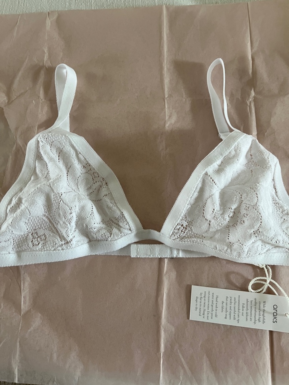Bryce White Lace Triangle Bralette with Adjustable Straps